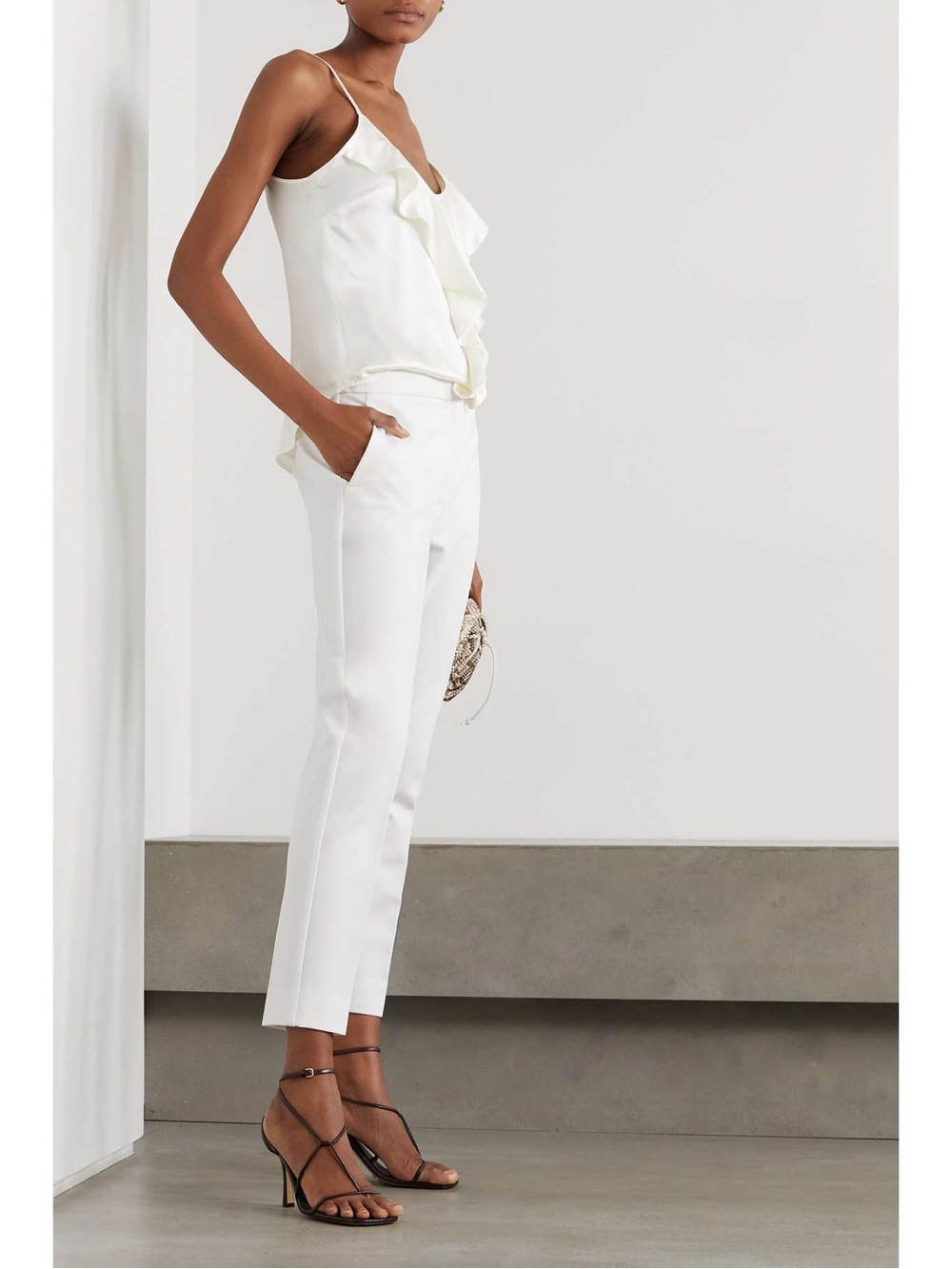 MaxMara Cream Cady Tapered Cropped Tailored Trousers size US 10